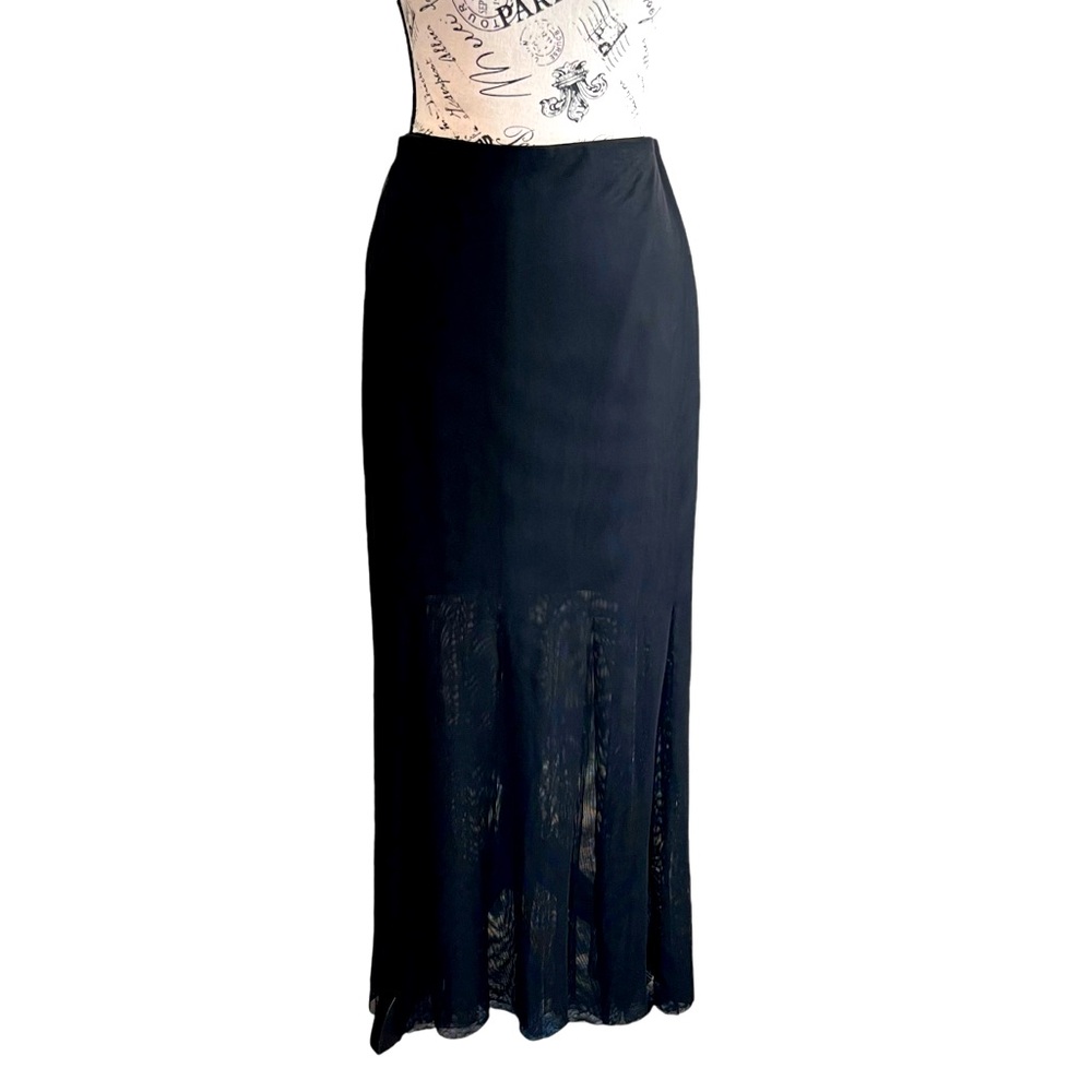 JS collections black sheer lined maxi skirt Sz 12